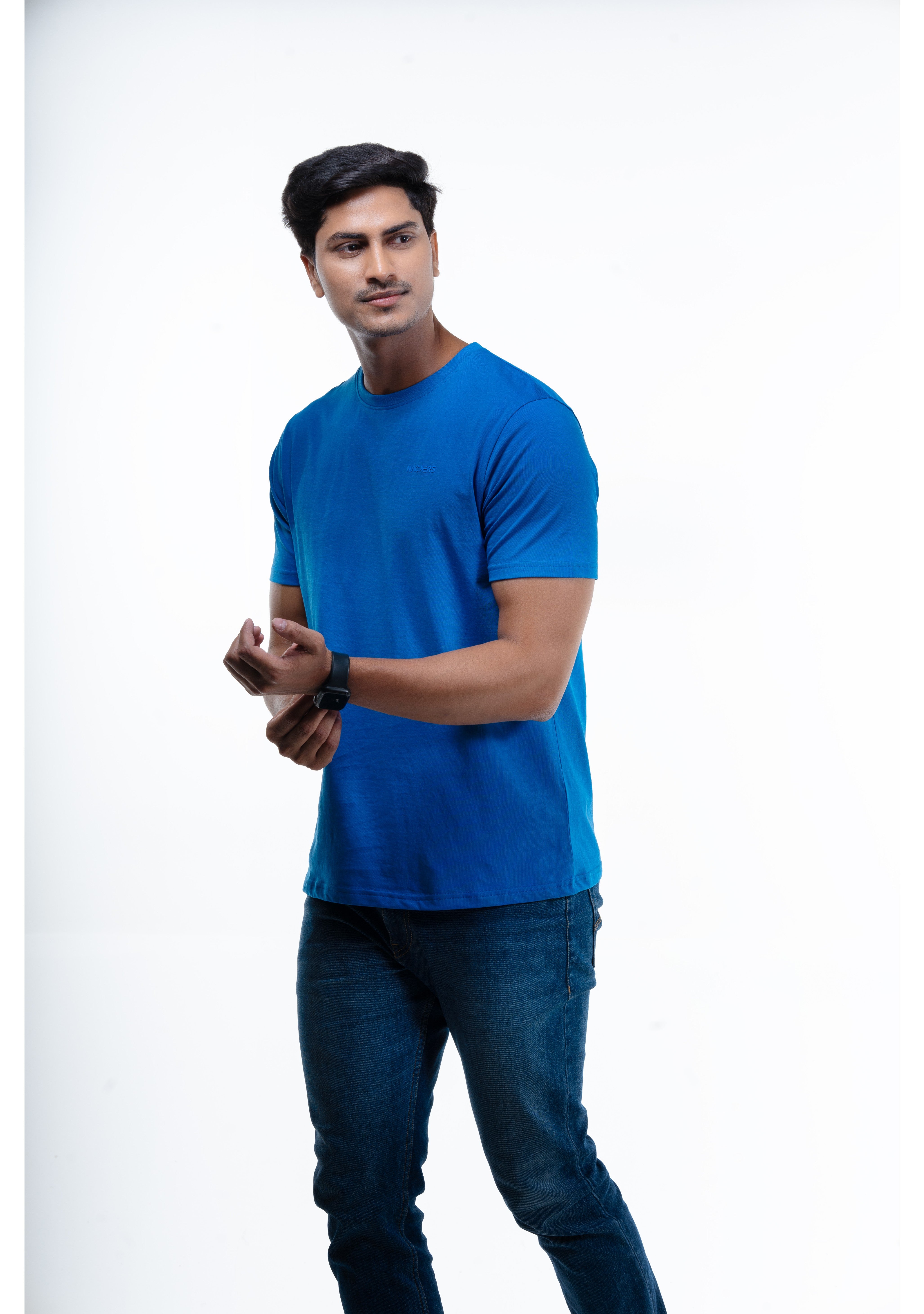 NACKERS Mens Imperial Blue 100% Authentic Supima Cotton Half Sleeves Regular Tshirt
