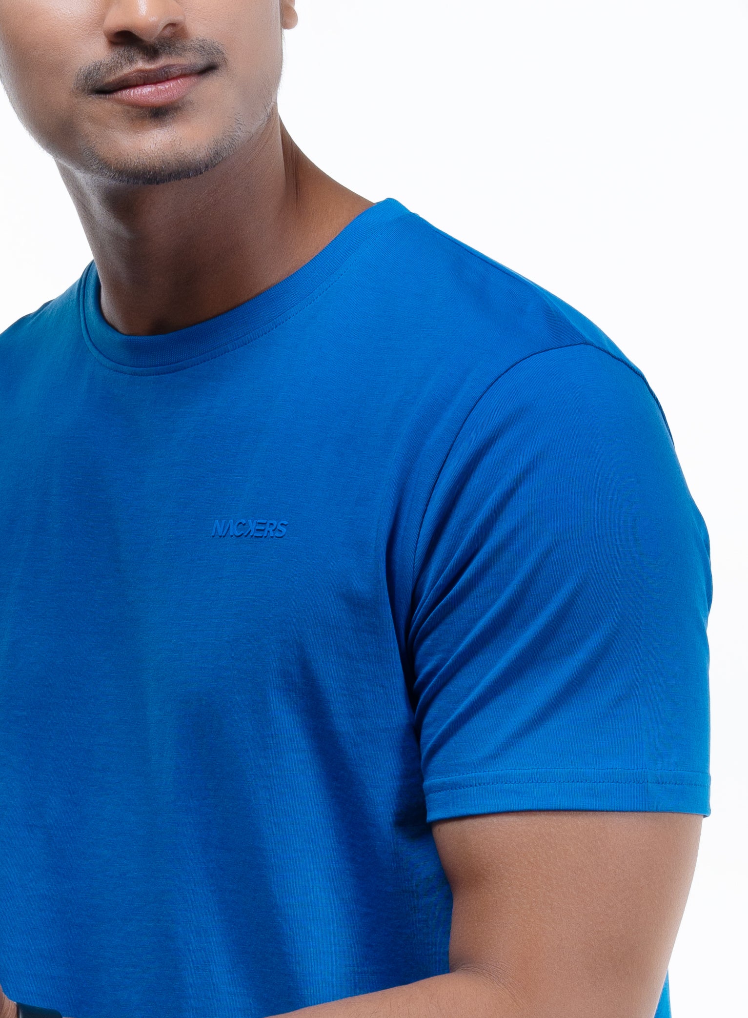 NACKERS Mens Imperial Blue 100% Authentic Supima Cotton Half Sleeves Regular Tshirt