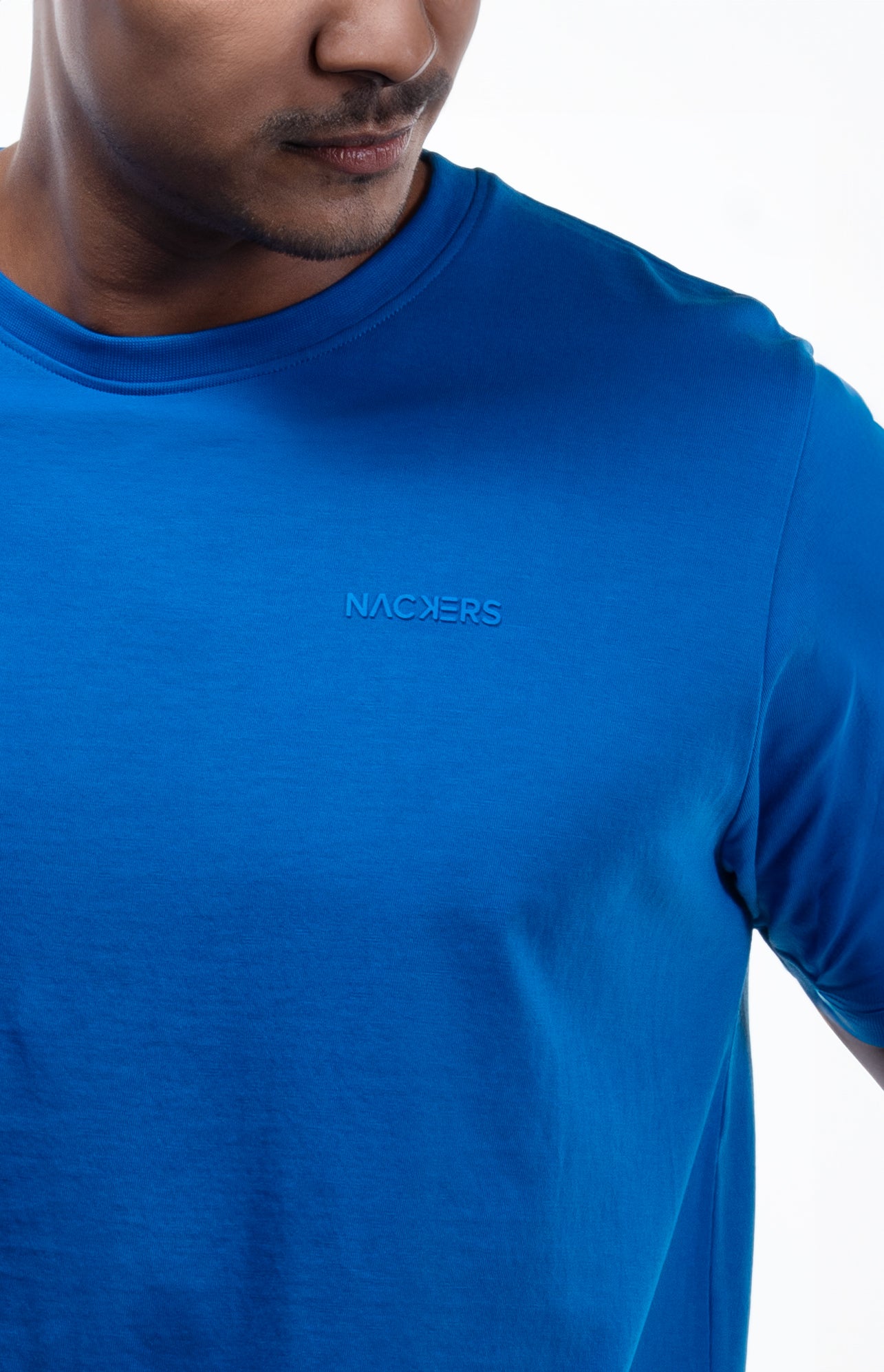 NACKERS Mens Imperial Blue 100% Authentic Supima Cotton Half Sleeves Regular Tshirt