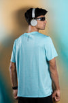 NACKERS Men's Aqua Polyester Melange Half Sleeves T-shirt for Sports, Gym Sessions