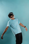 NACKERS Men's Aqua Polyester Melange Half Sleeves T-shirt for Sports, Gym Sessions