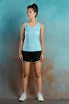 NACKERS Womens Aqua Polyster Melange Sleeveless for Sports, Gym Sessions Tshirt
