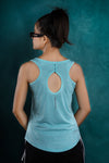 NACKERS Womens Aqua Polyster Melange Sleeveless for Sports, Gym Sessions Tshirt
