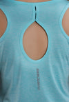 NACKERS Womens Aqua Polyster Melange Sleeveless for Sports, Gym Sessions Tshirt