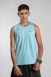 NACKERS Men's Aqua Polyester Melange Sleeveless T-shirt for Sports, Gym Sessions