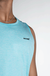 NACKERS Men's Aqua Polyester Melange Sleeveless T-shirt for Sports, Gym Sessions