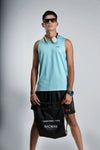 NACKERS Men's Aqua Polyester Melange Sleeveless T-shirt for Sports, Gym Sessions