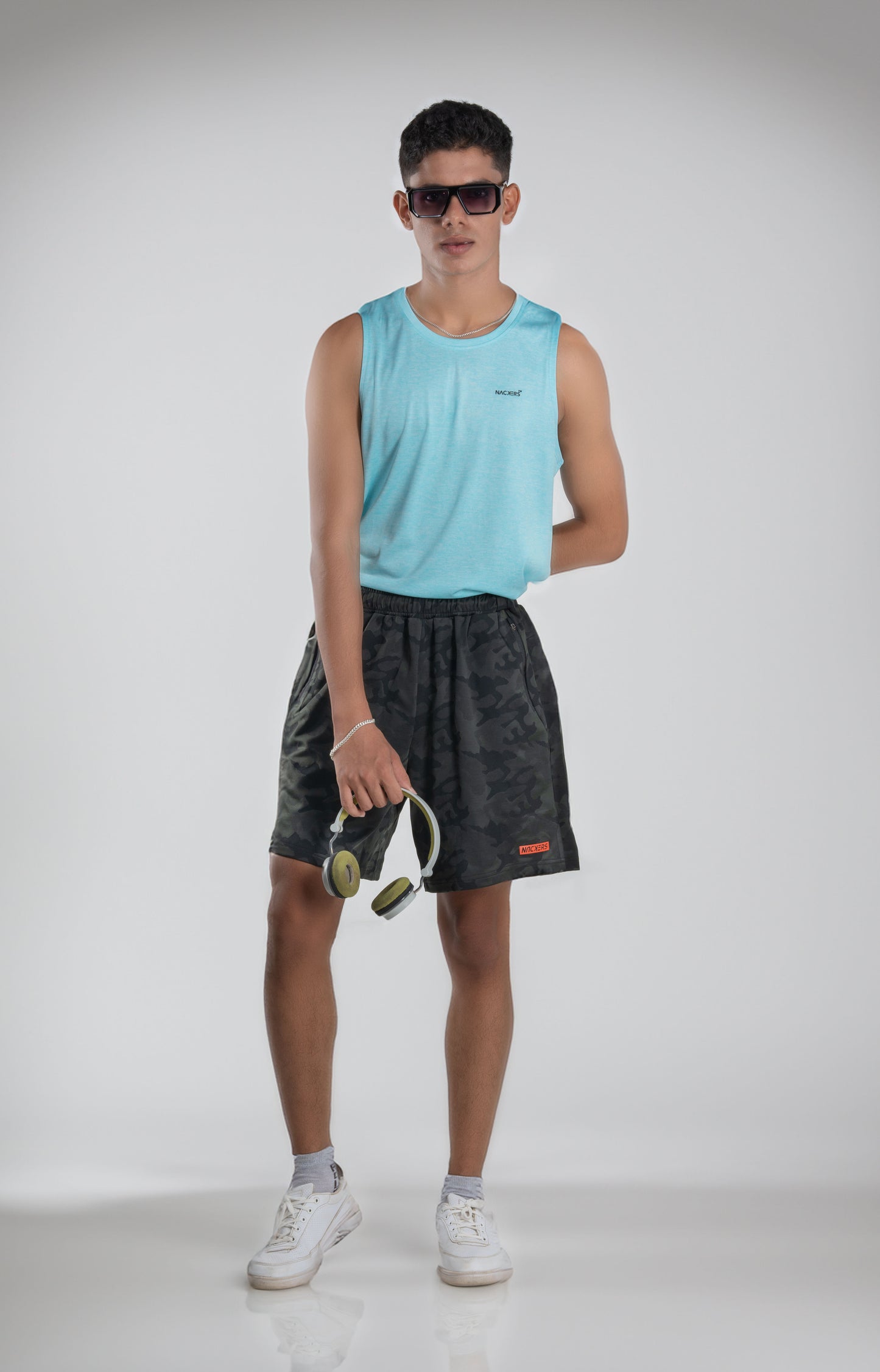NACKERS Mens Olive Polyster Camou Jacquard Shorts for Casual, Sports, Gym Sessions