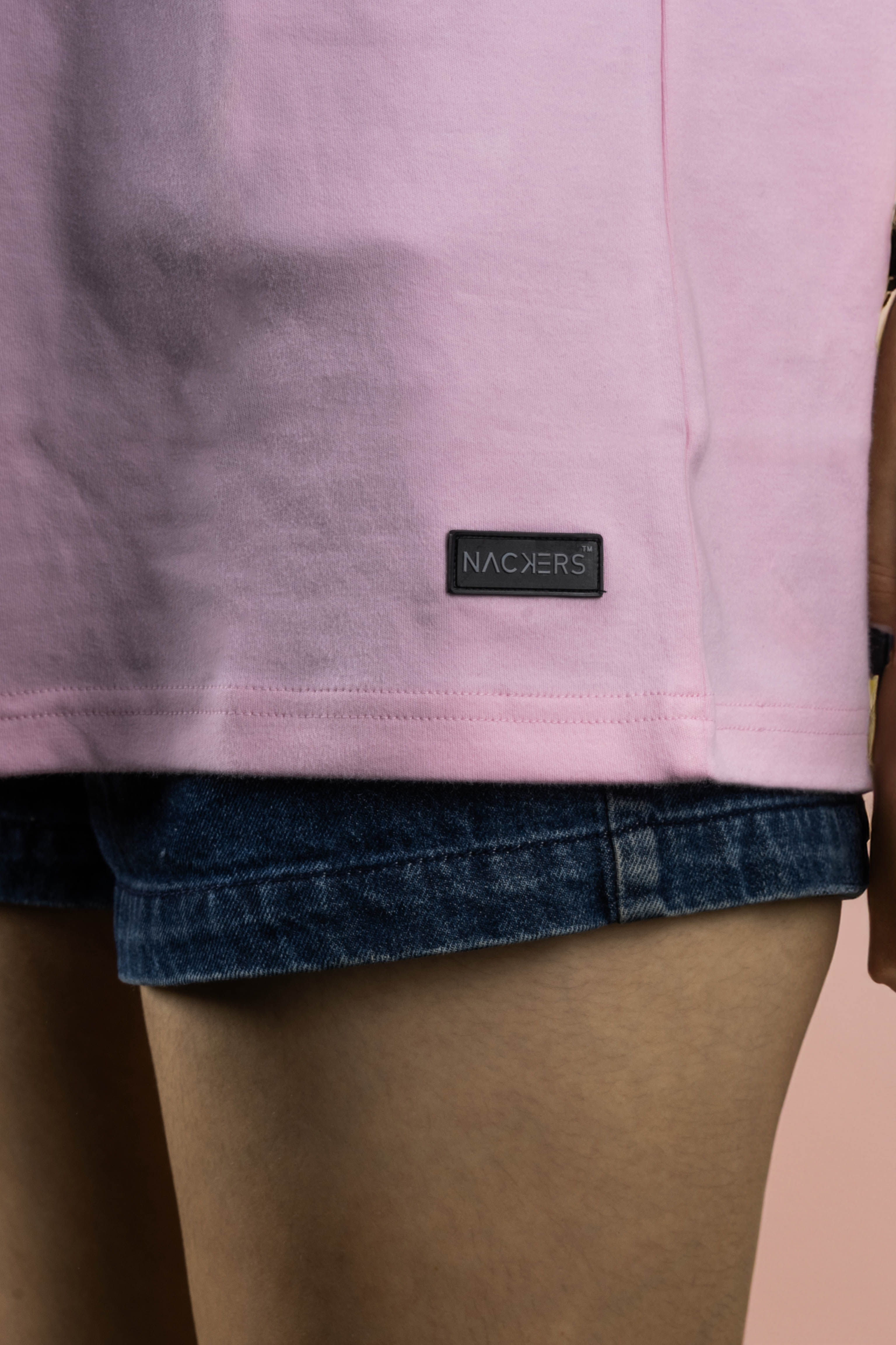 NACKERS Womens Nosegay Pink 100% Interlock Cotton Oversized Tshirt Casual
