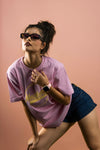 NACKERS Womens Nosegay Pink 100% Interlock Cotton Oversized Tshirt Casual