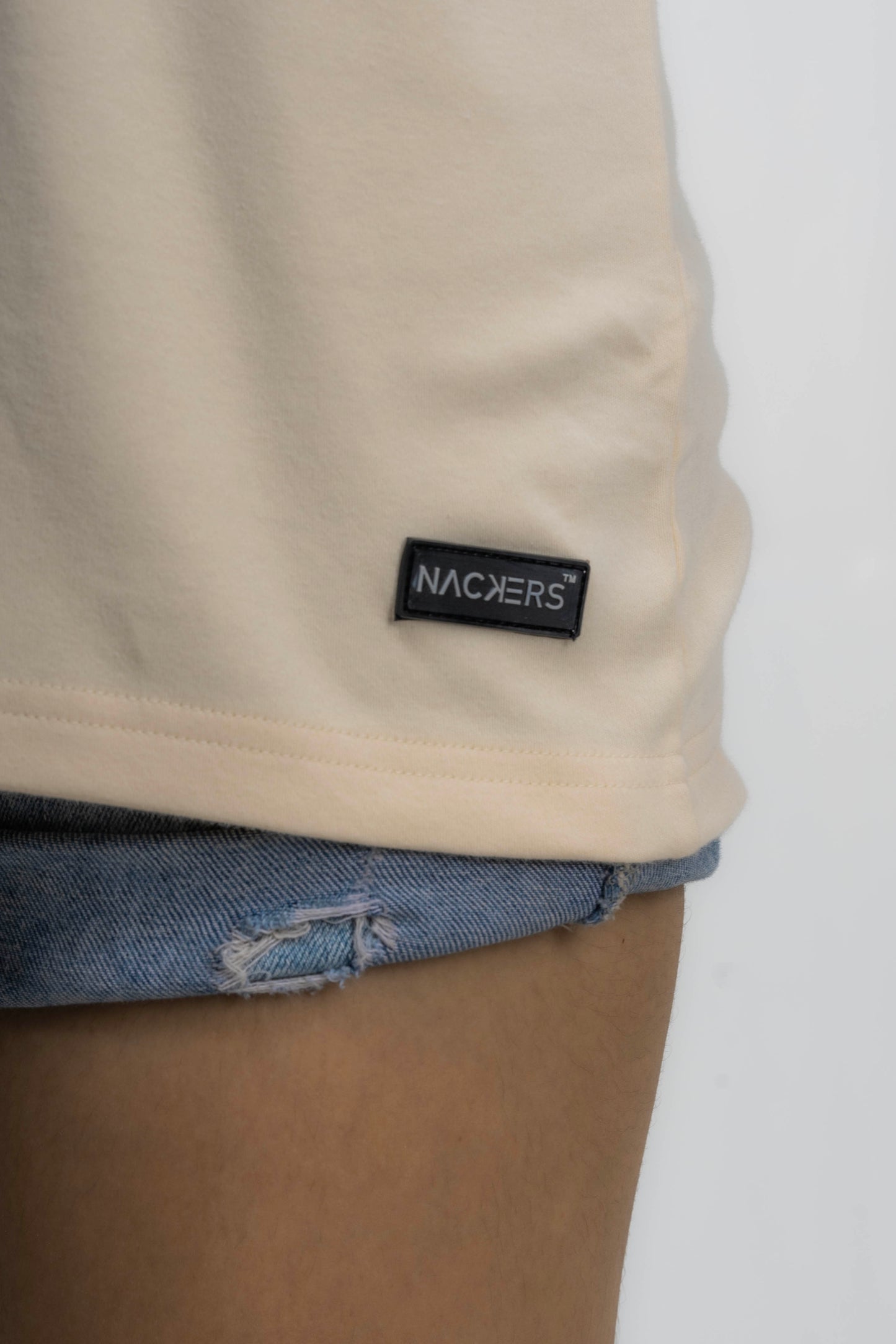 NACKERS Unisex White Smoke 100% Interlock Cotton Half Sleeves Tshirt Unisex Casual