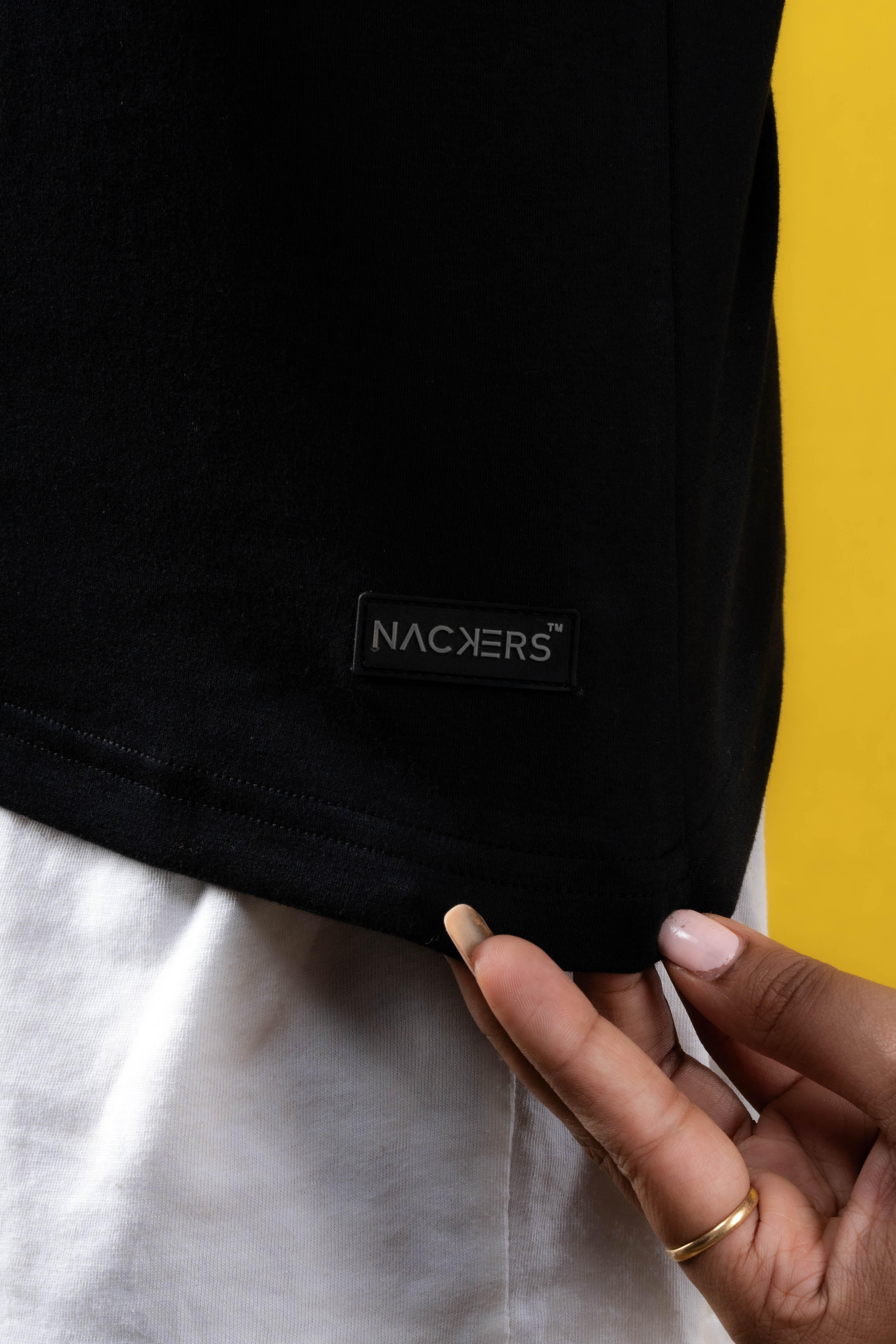 NACKERS Womens Black 100% Interlock Cotton Half Sleeves Regular Tshirt Casual Wear
