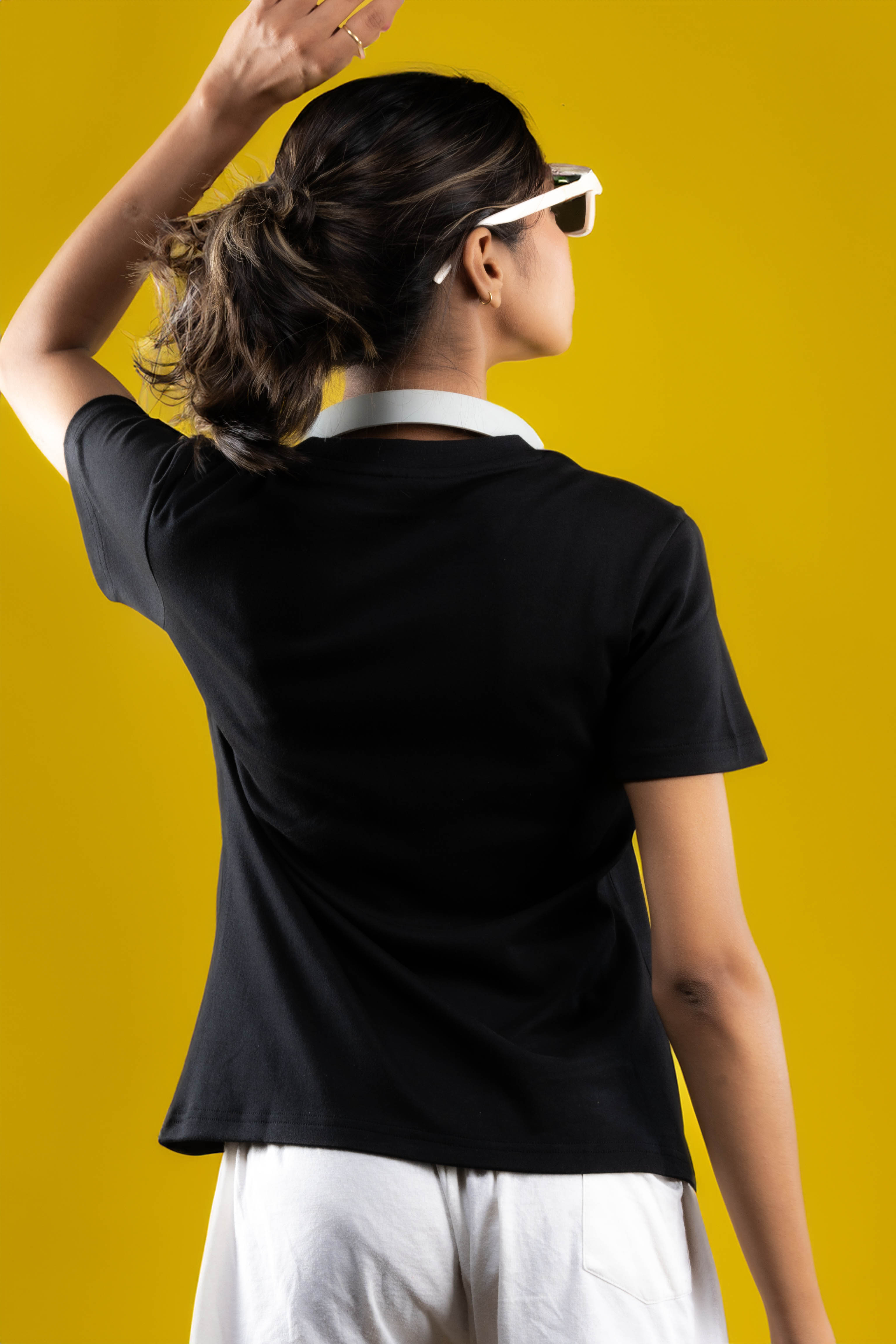 NACKERS Womens Black 100% Interlock Cotton Half Sleeves Regular Tshirt Casual Wear