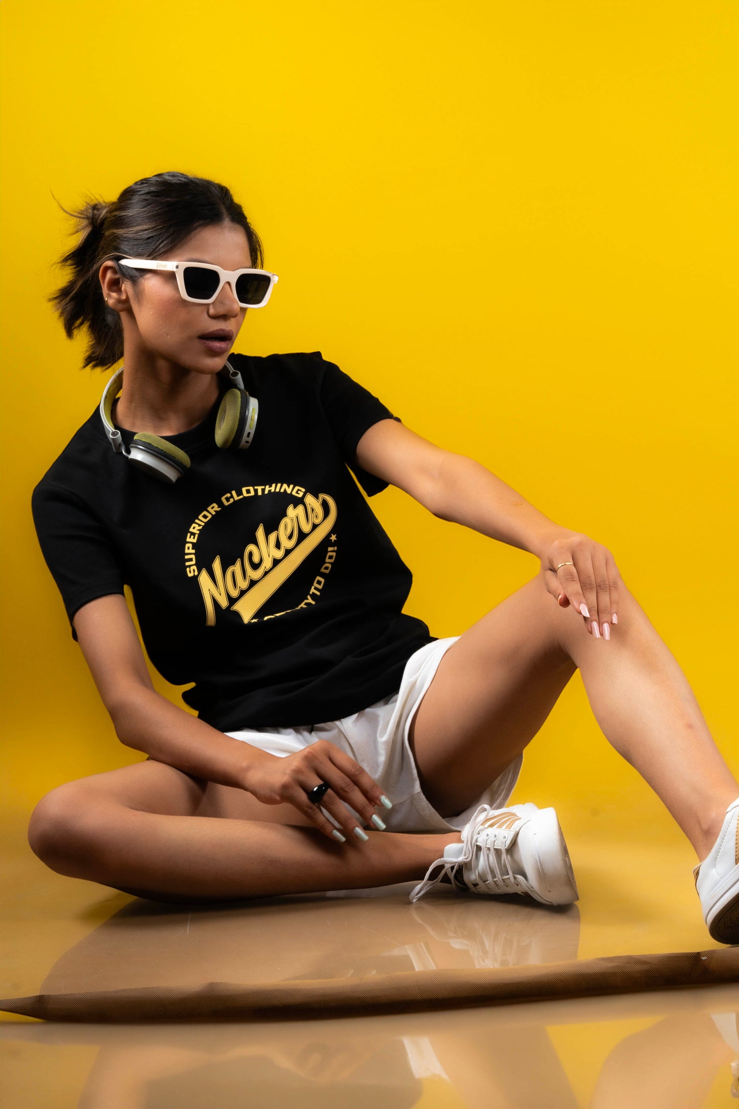 NACKERS Womens Black 100% Interlock Cotton Half Sleeves Regular Tshirt Casual Wear