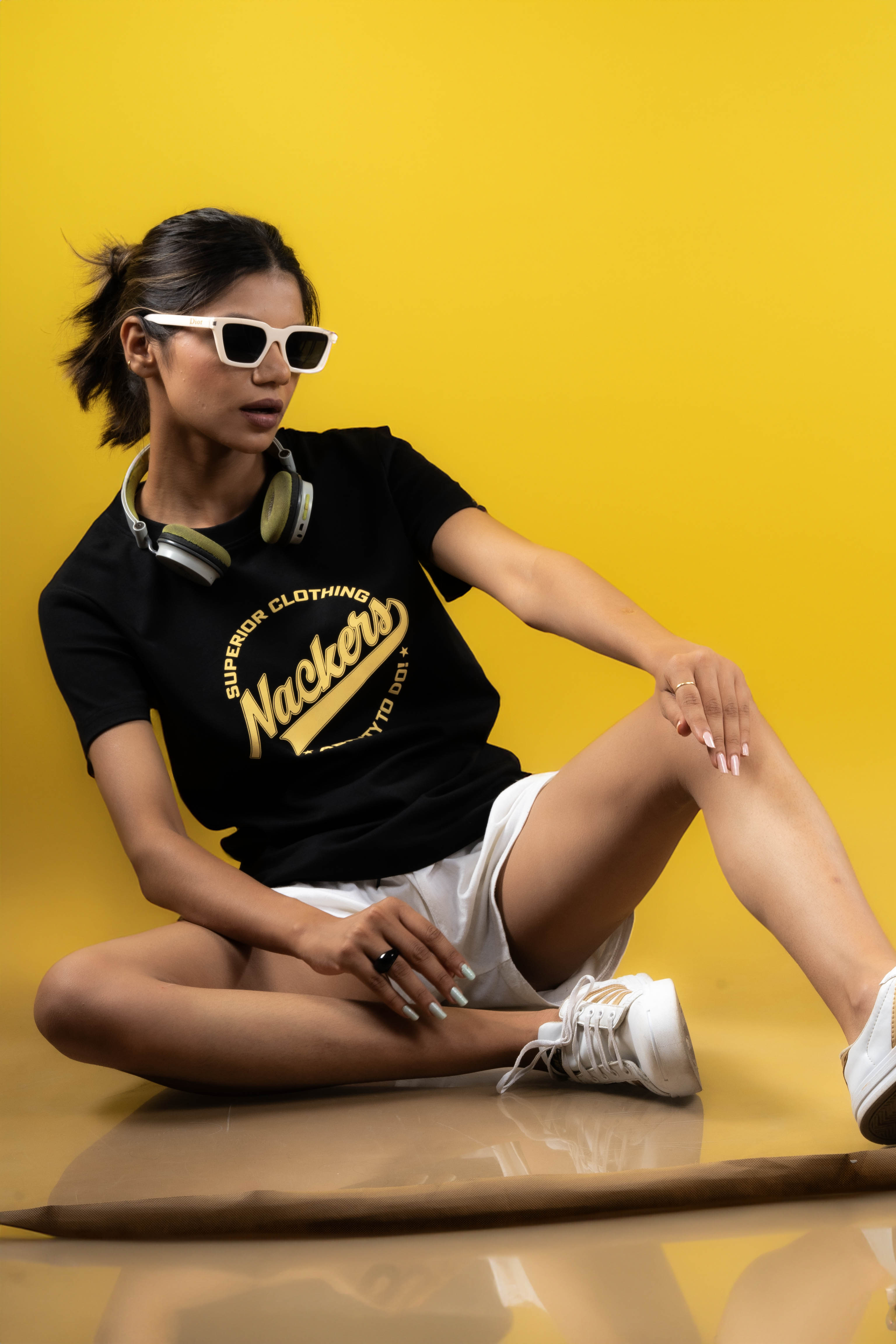 NACKERS Womens Black 100% Interlock Cotton Half Sleeves Regular Tshirt Casual Wear