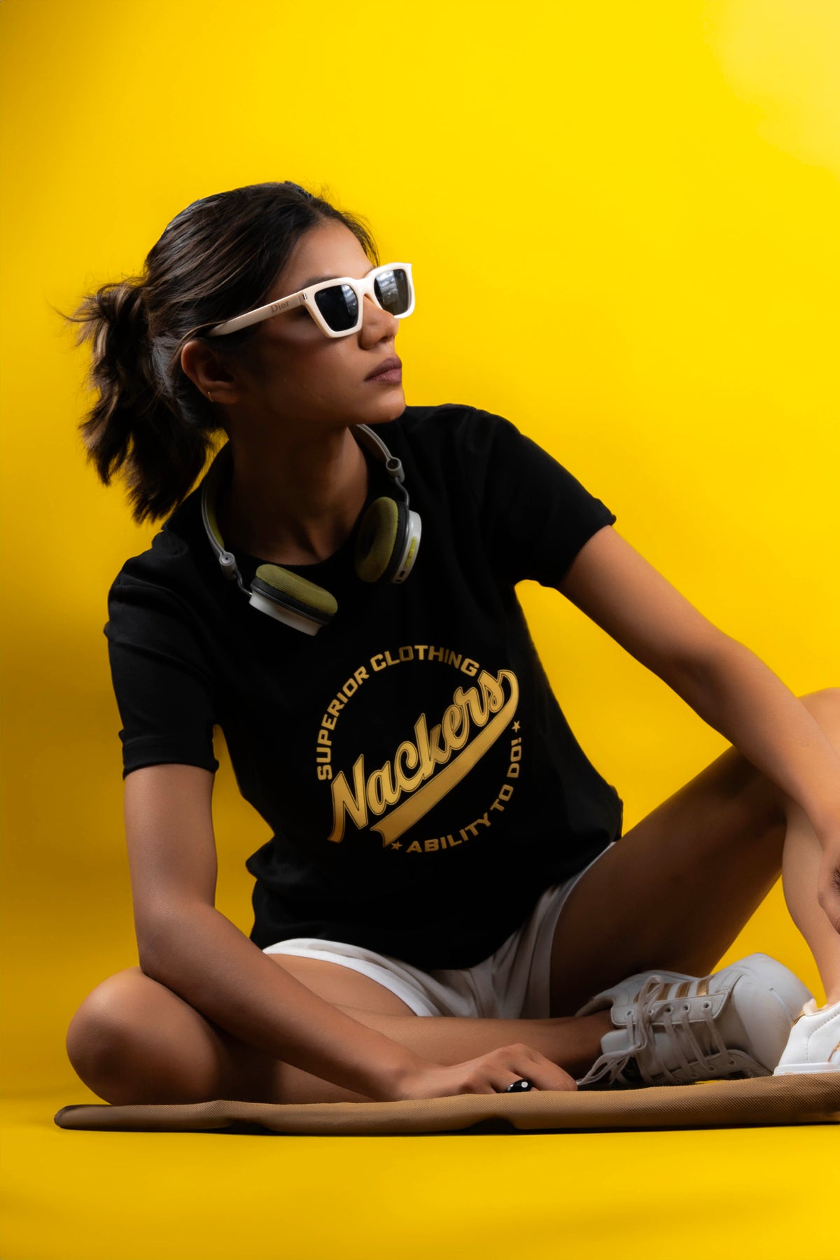 NACKERS Womens Black 100% Interlock Cotton Half Sleeves Regular Tshirt Casual Wear