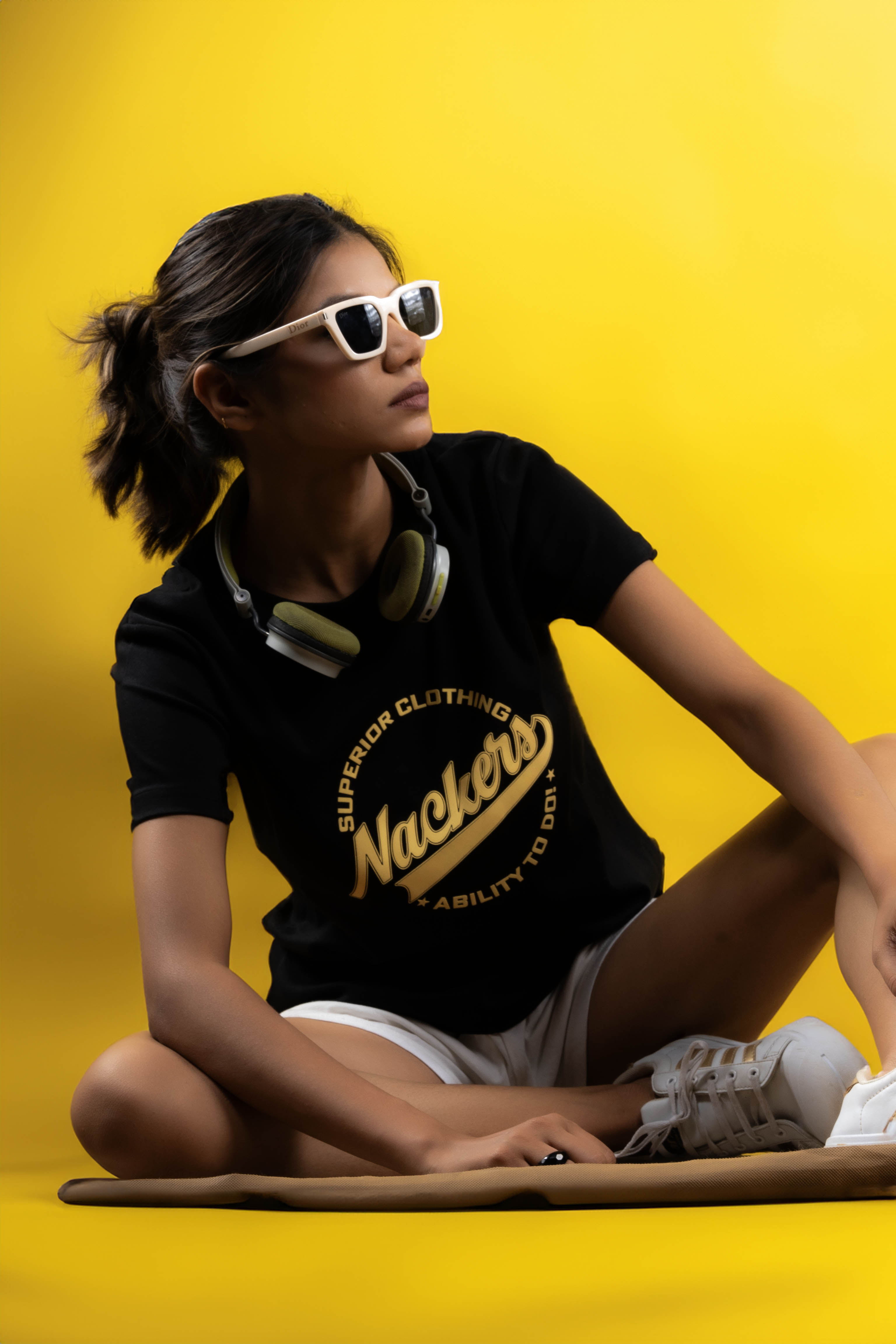 NACKERS Womens Black 100% Interlock Cotton Half Sleeves Regular Tshirt Casual Wear
