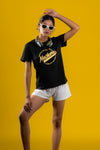 NACKERS Womens Black 100% Interlock Cotton Half Sleeves Regular Tshirt Casual Wear
