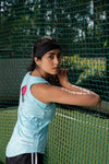 NACKERS Womens Aqua Polyster Melange Sleeveless for Sports, Gym Sessions Tshirt