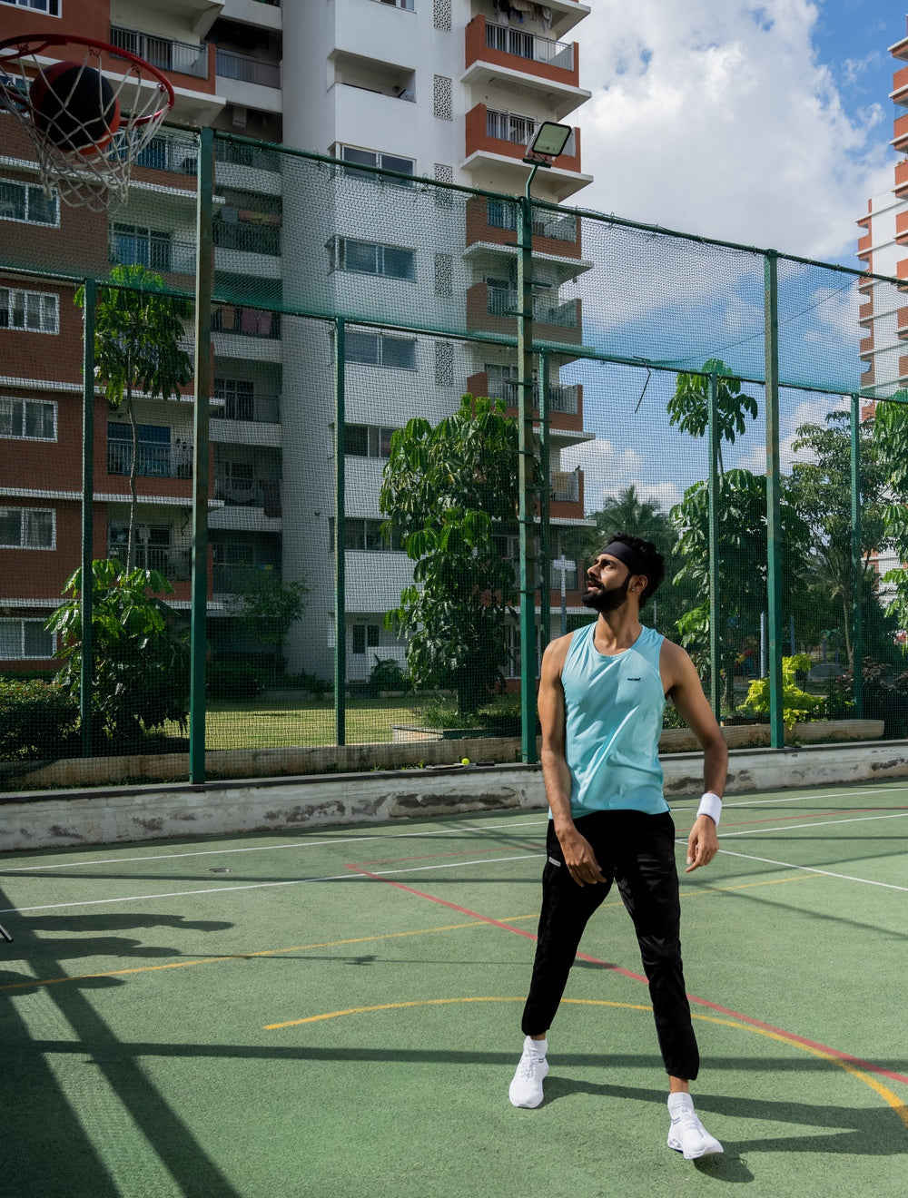 NACKERS Men's Aqua Polyester Melange Sleeveless T-shirt for Sports, Gym Sessions