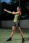 NACKERS Womens Olive Polyster Chameleon Spandex Knit Sleeveless Tshirt