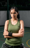 NACKERS Womens Olive Polyster Chameleon Spandex Knit Sleeveless Tshirt