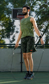 NACKERS Mens Olive Polyster Camou Jacquard Shorts for Casual, Sports, Gym Sessions
