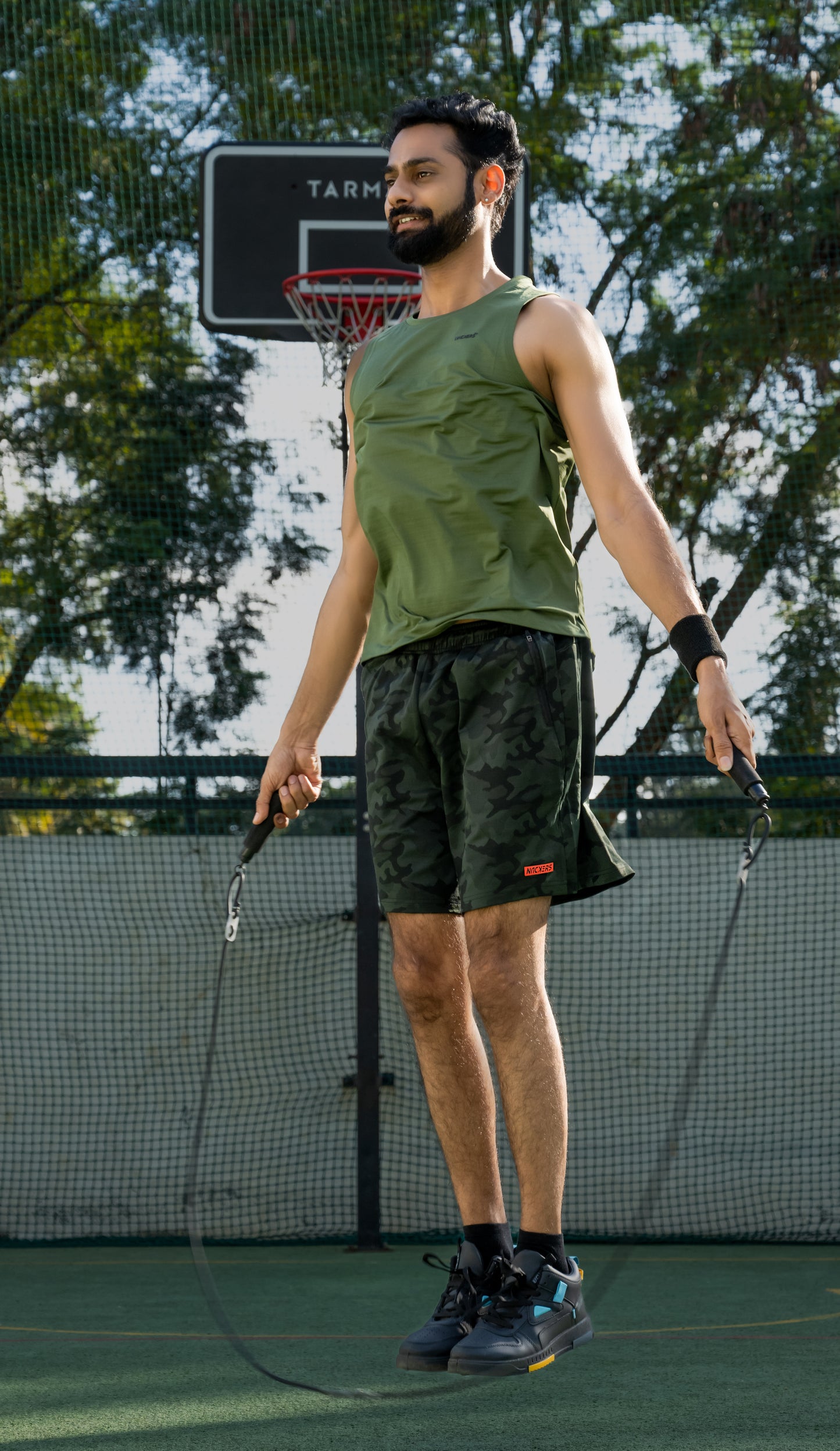 NACKERS Mens Olive Polyster Camou Jacquard Shorts for Casual, Sports, Gym Sessions