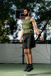 NACKERS Mens Olive Polyster Chameleon Spandex Knit Sleeveless Tshirt