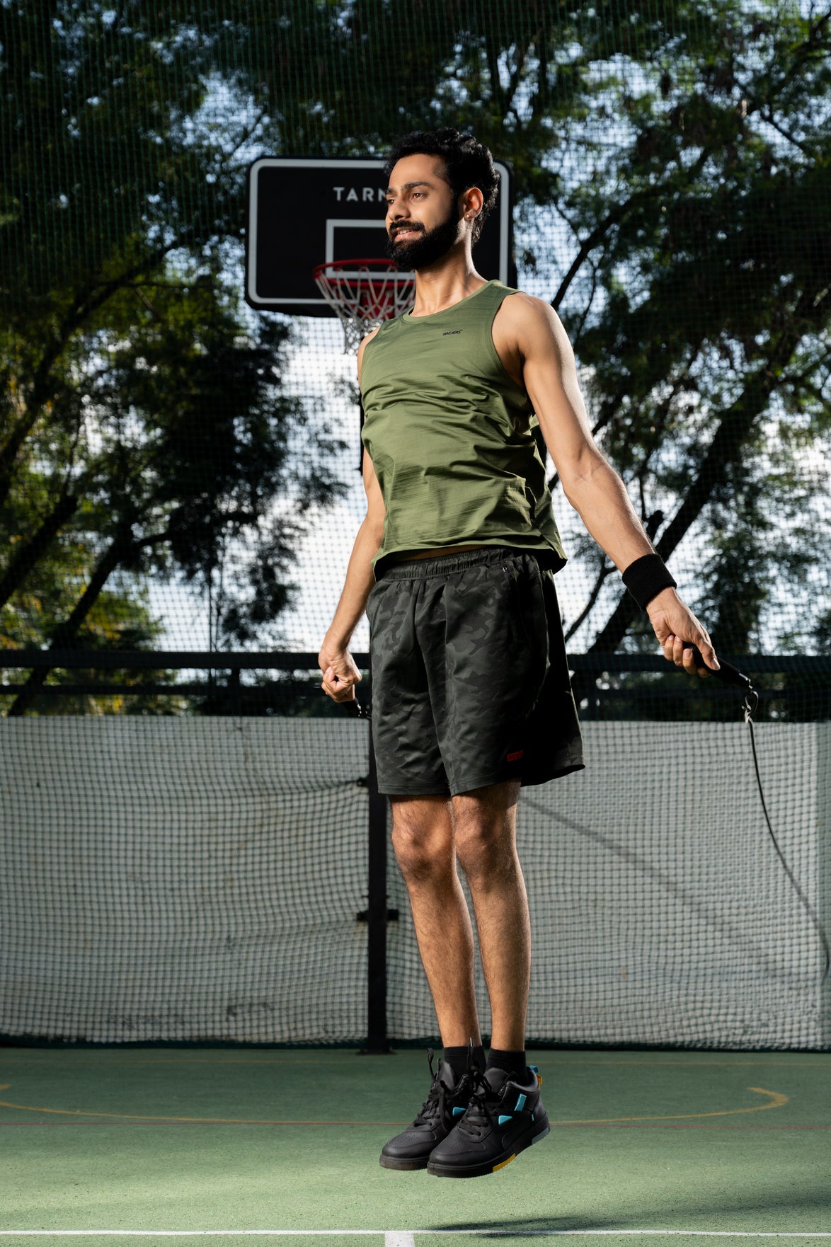 NACKERS Mens Olive Polyster Chameleon Spandex Knit Sleeveless Tshirt