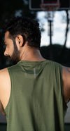 NACKERS Mens Olive Polyster Chameleon Spandex Knit Sleeveless Tshirt