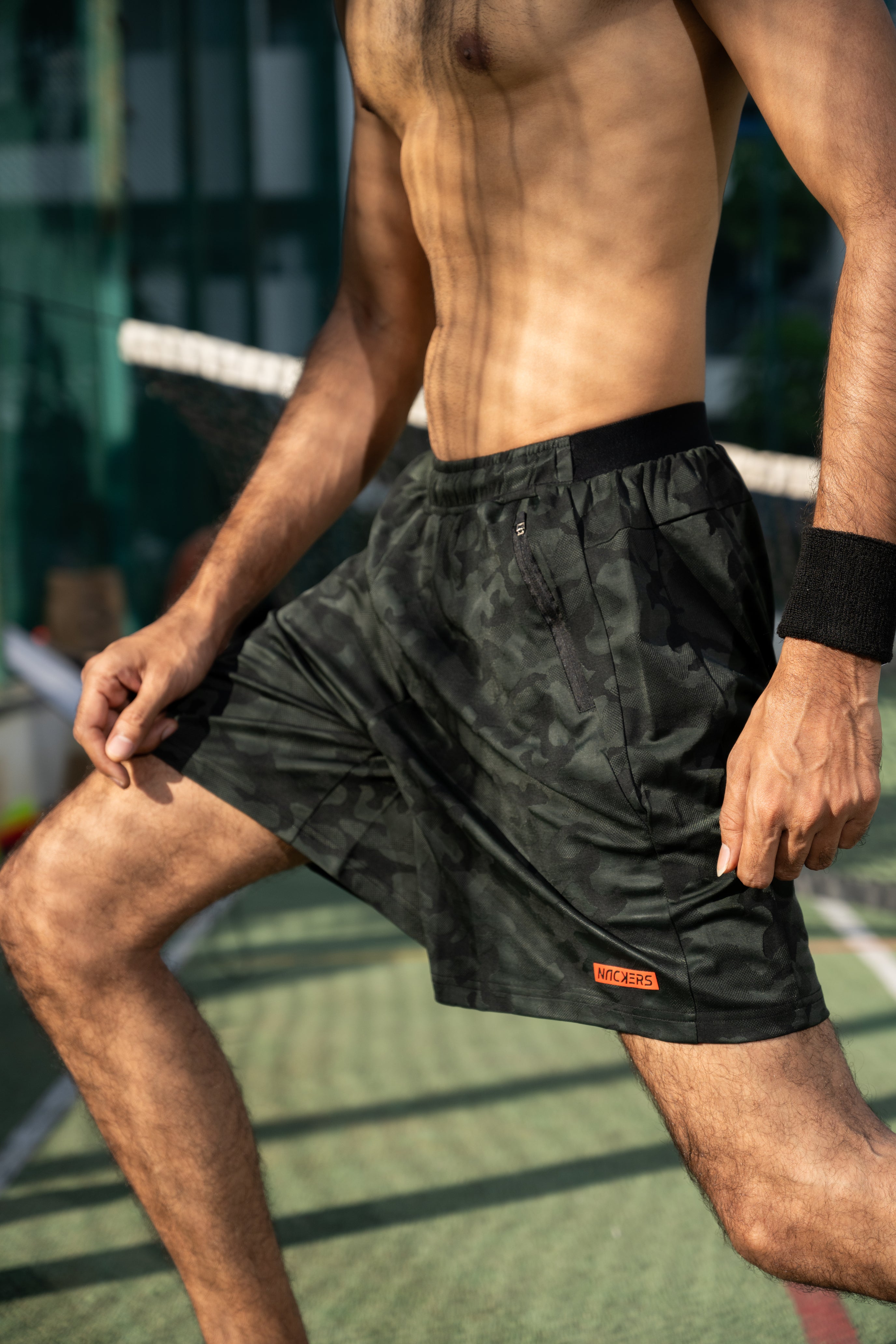 NACKERS Mens Olive Polyster Camou Jacquard Shorts for Casual, Sports, Gym Sessions
