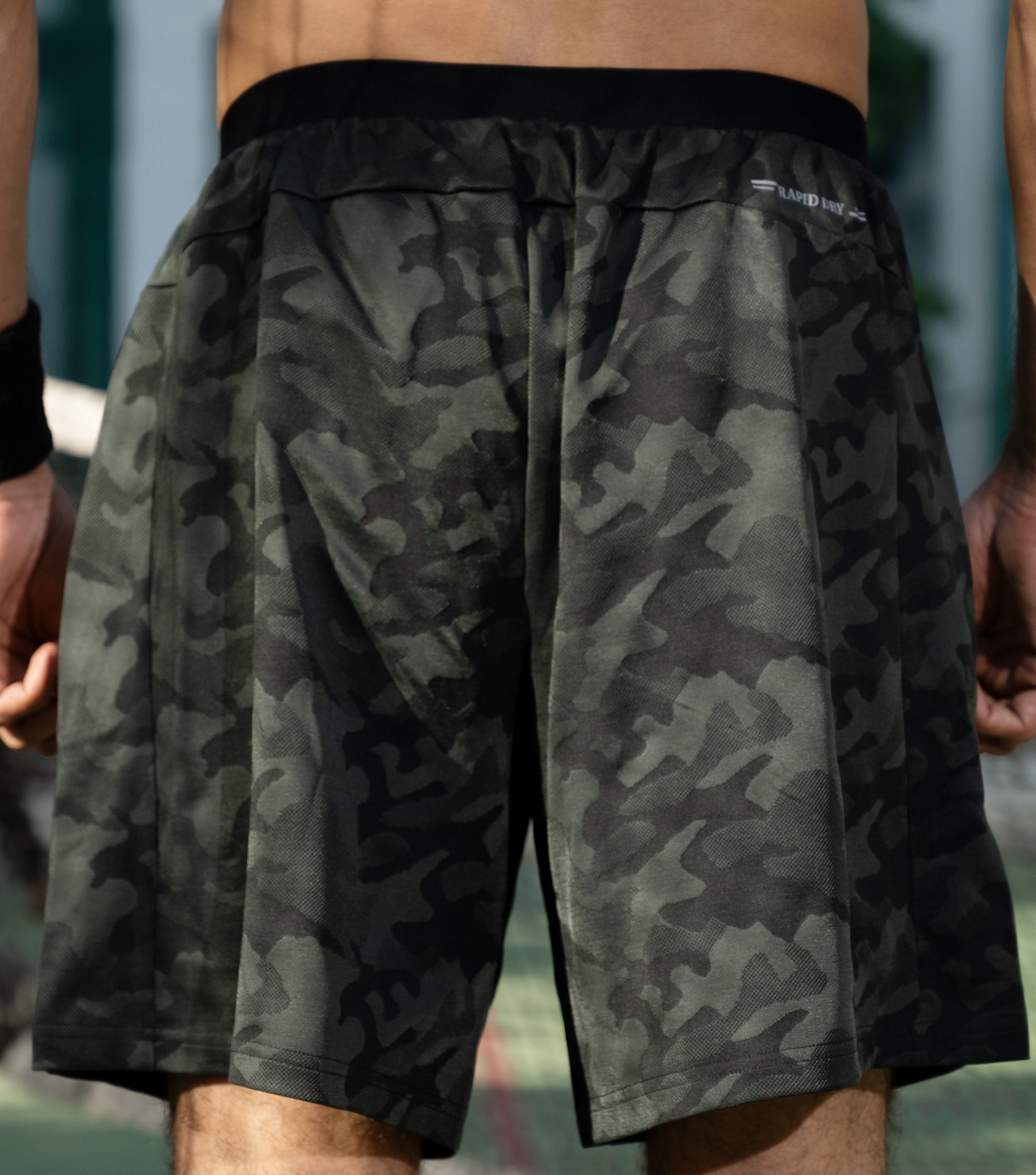 NACKERS Mens Olive Polyster Camou Jacquard Shorts for Casual, Sports, Gym Sessions