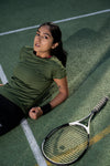NACKERS Womens Olive Polyster Chameleon Spandex Knit Half Sleeves Tshirt