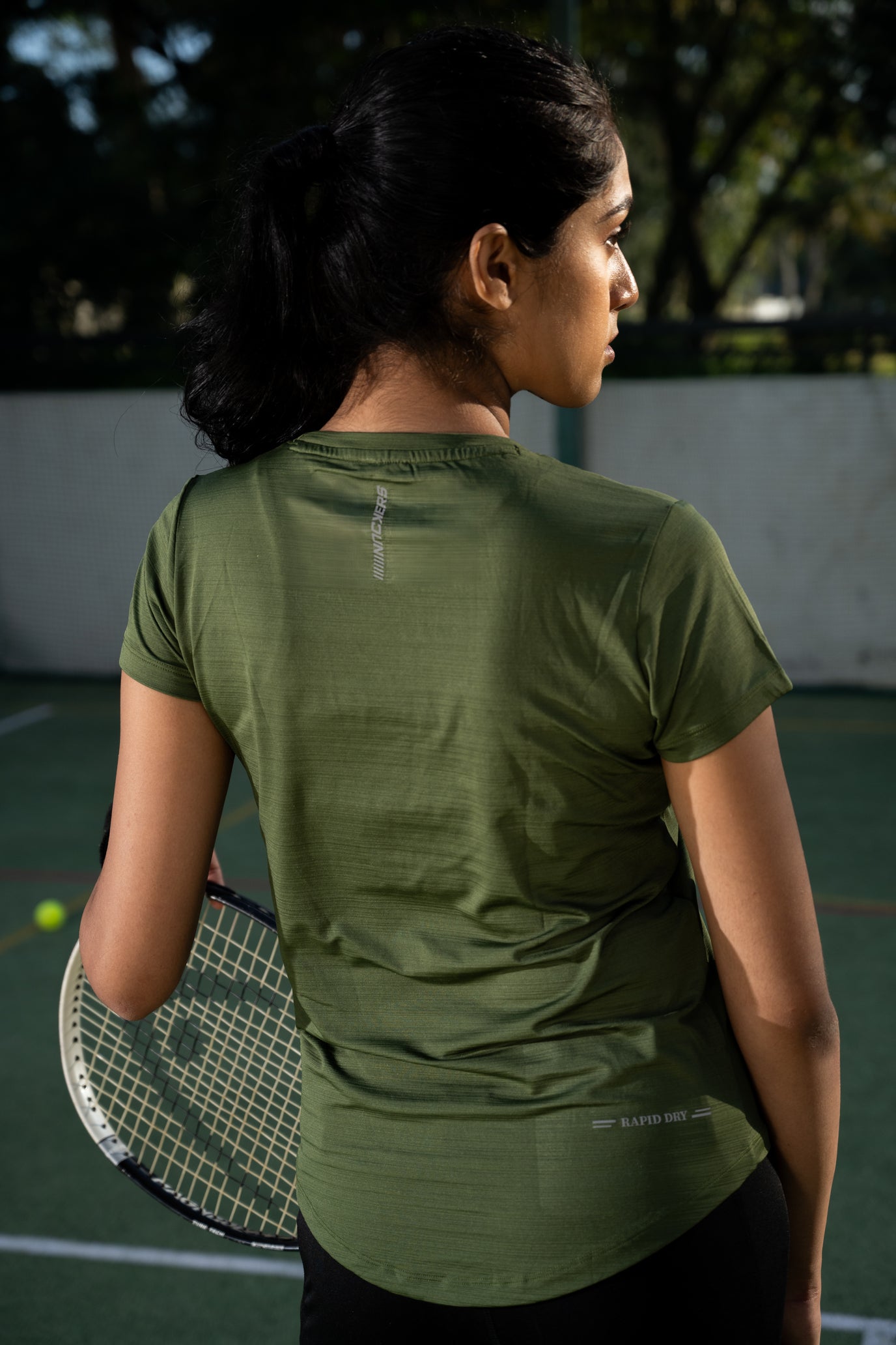 NACKERS Womens Olive Polyster Chameleon Spandex Knit Half Sleeves Tshirt