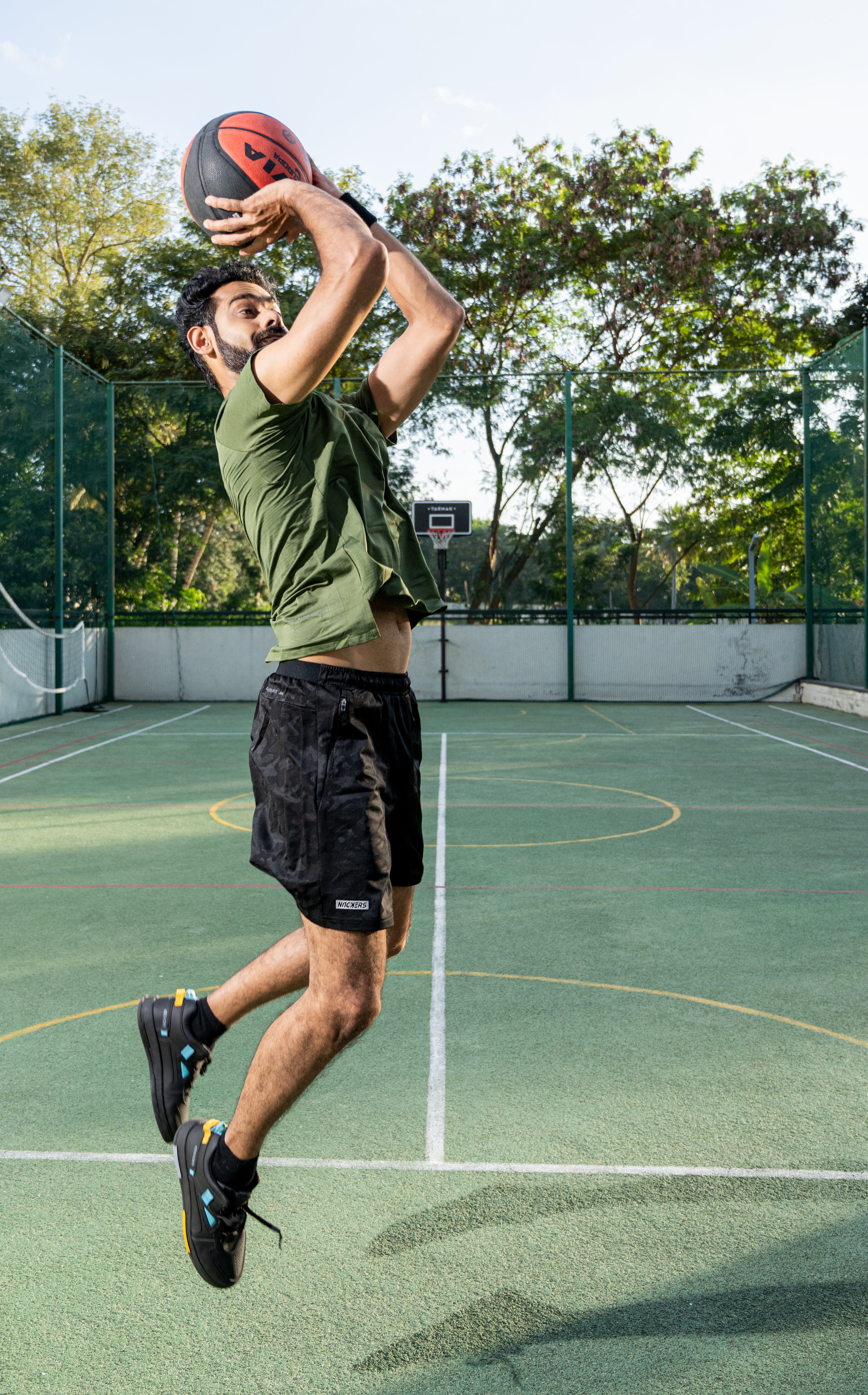 NACKERS Mens Black Polyster Camou Jacquard Shorts Shorts