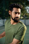 NACKERS Mens Olive Polyster Chameleon Spandex Knit Half Sleeves Tshirt