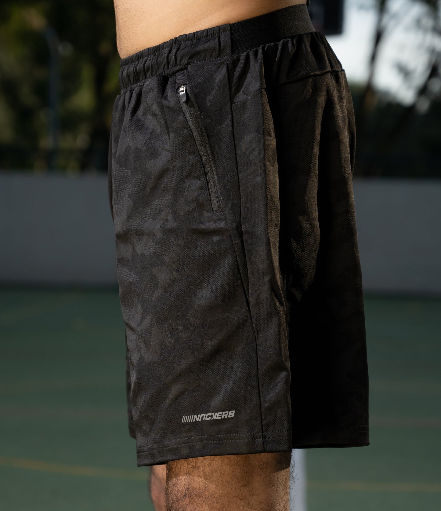 NACKERS Mens Black Polyster Camou Jacquard Shorts Shorts