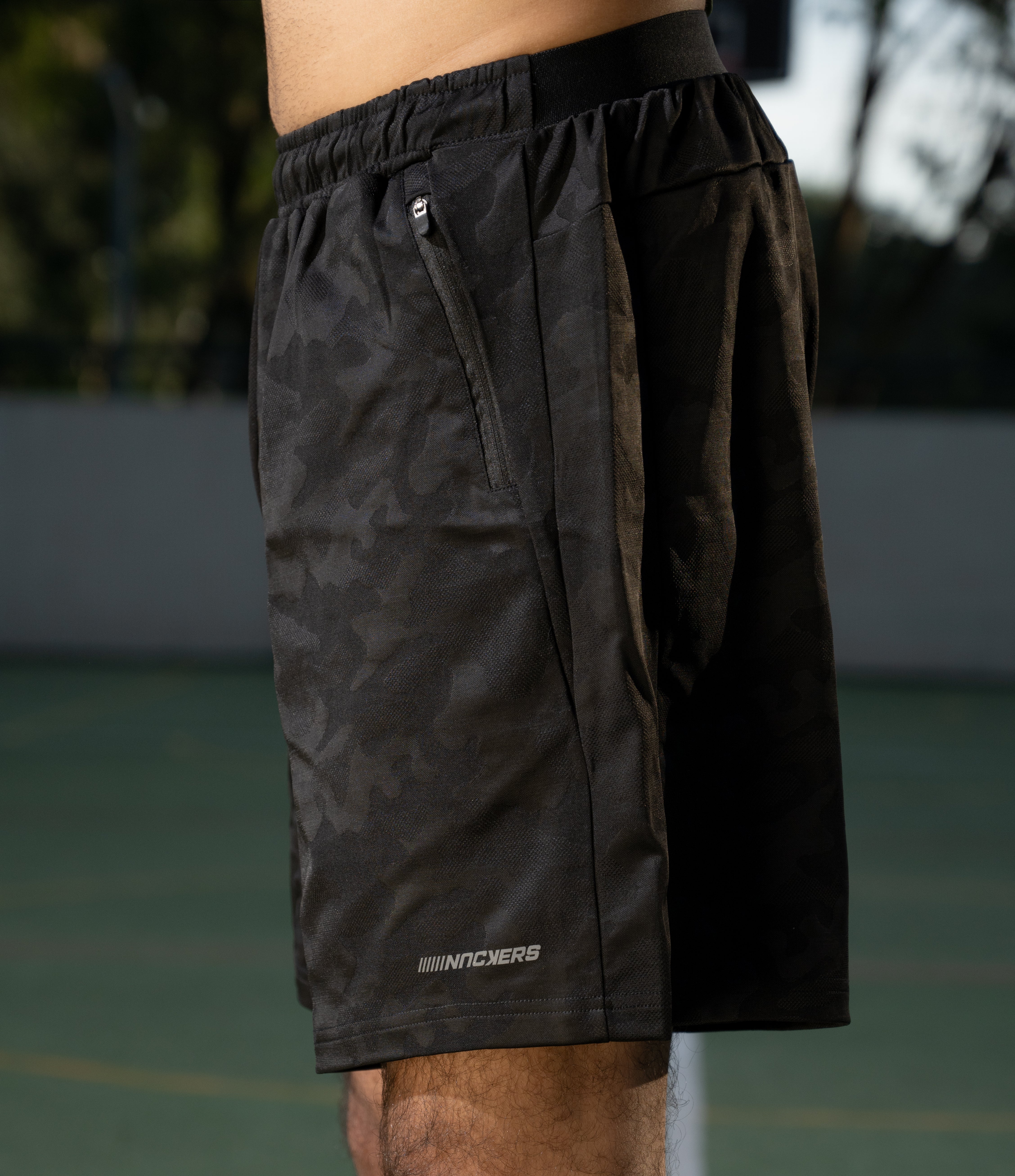 NACKERS Mens Black Polyster Camou Jacquard Shorts Shorts