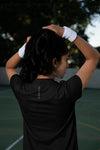 NACKERS Womens Black Polyster Chameleon Spandex Knit Half Sleeves Tshirt
