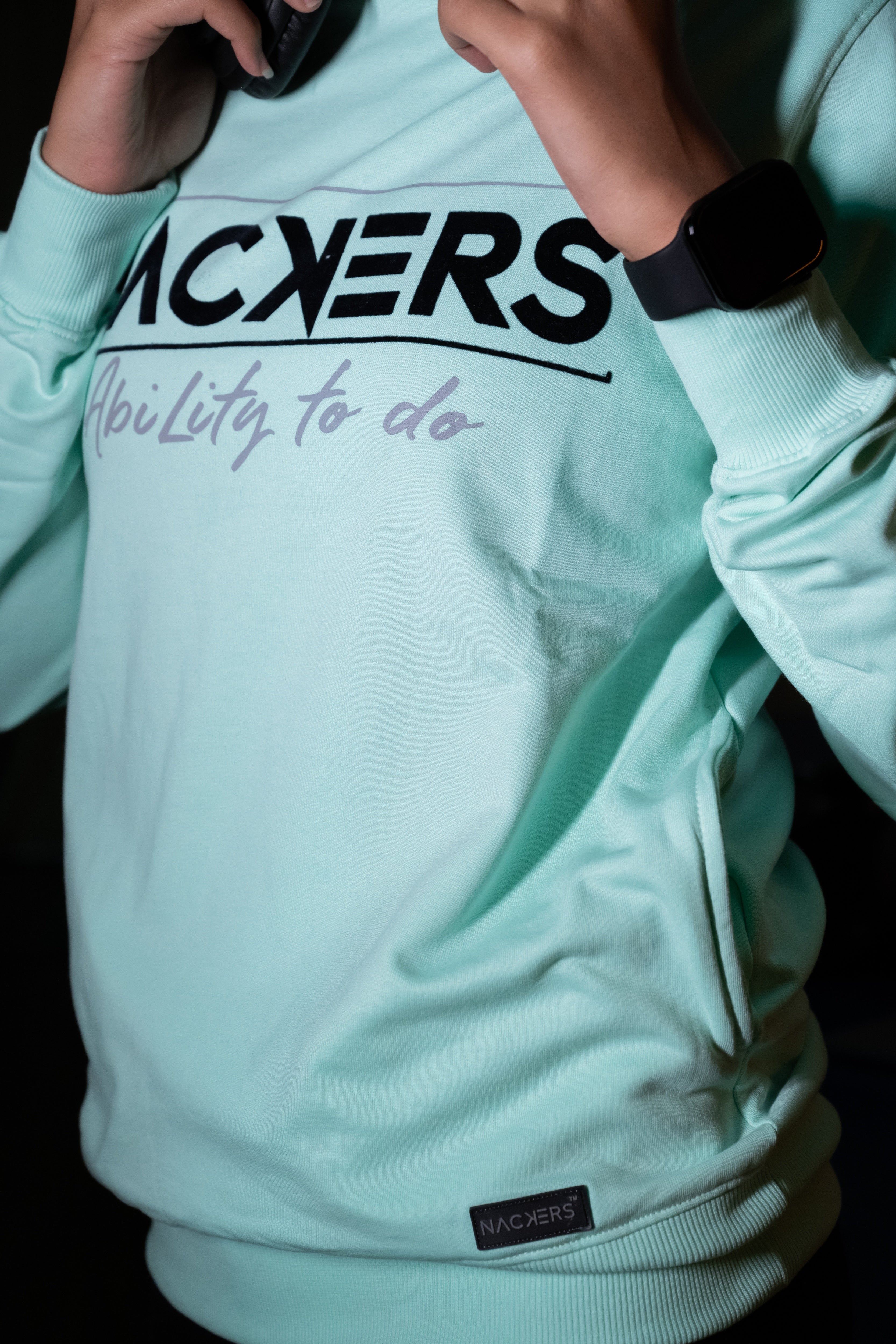 NACKERS Women's Sea Green 100 % Premium Cotton Full Sleeves Sweatshirt with Side Pockets