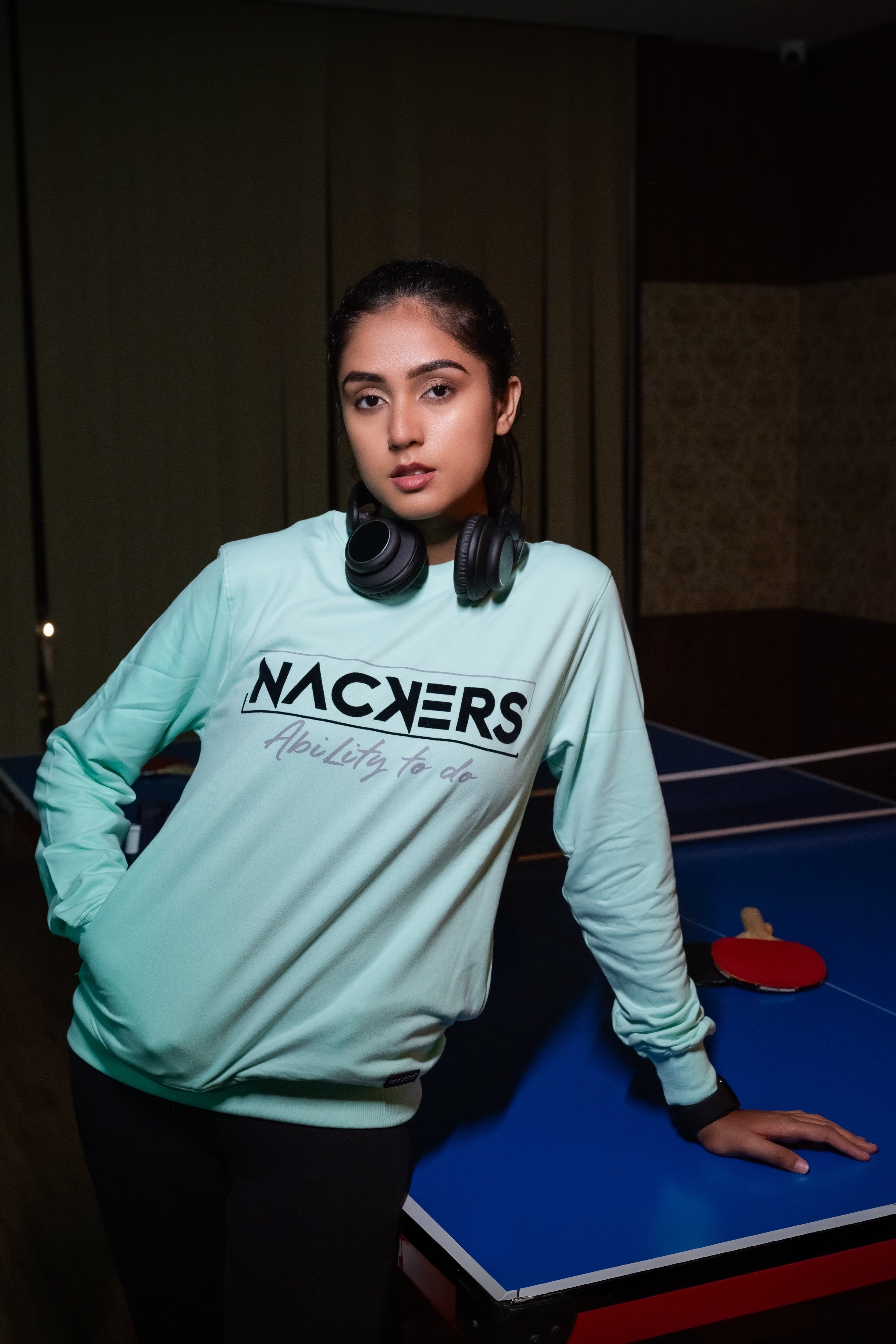 NACKERS Women's Sea Green 100 % Premium Cotton Full Sleeves Sweatshirt with Side Pockets