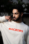 NACKERS Men's Off White Fleece Full Sleeves Sweatshirt
