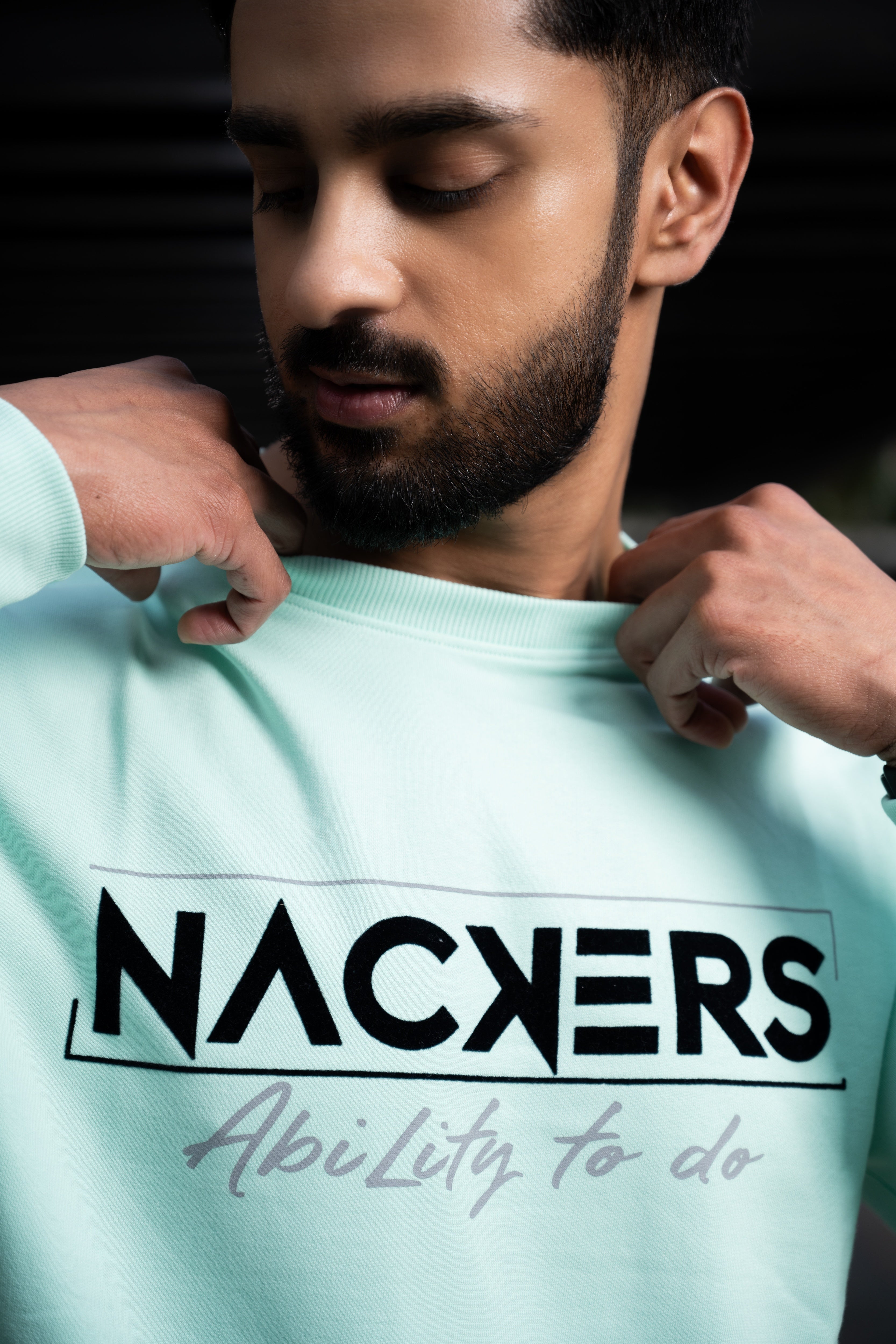 NACKERS Men's Sea Green 100 % Premium Cotton Full Sleeves Sweatshirt with Side Pockets