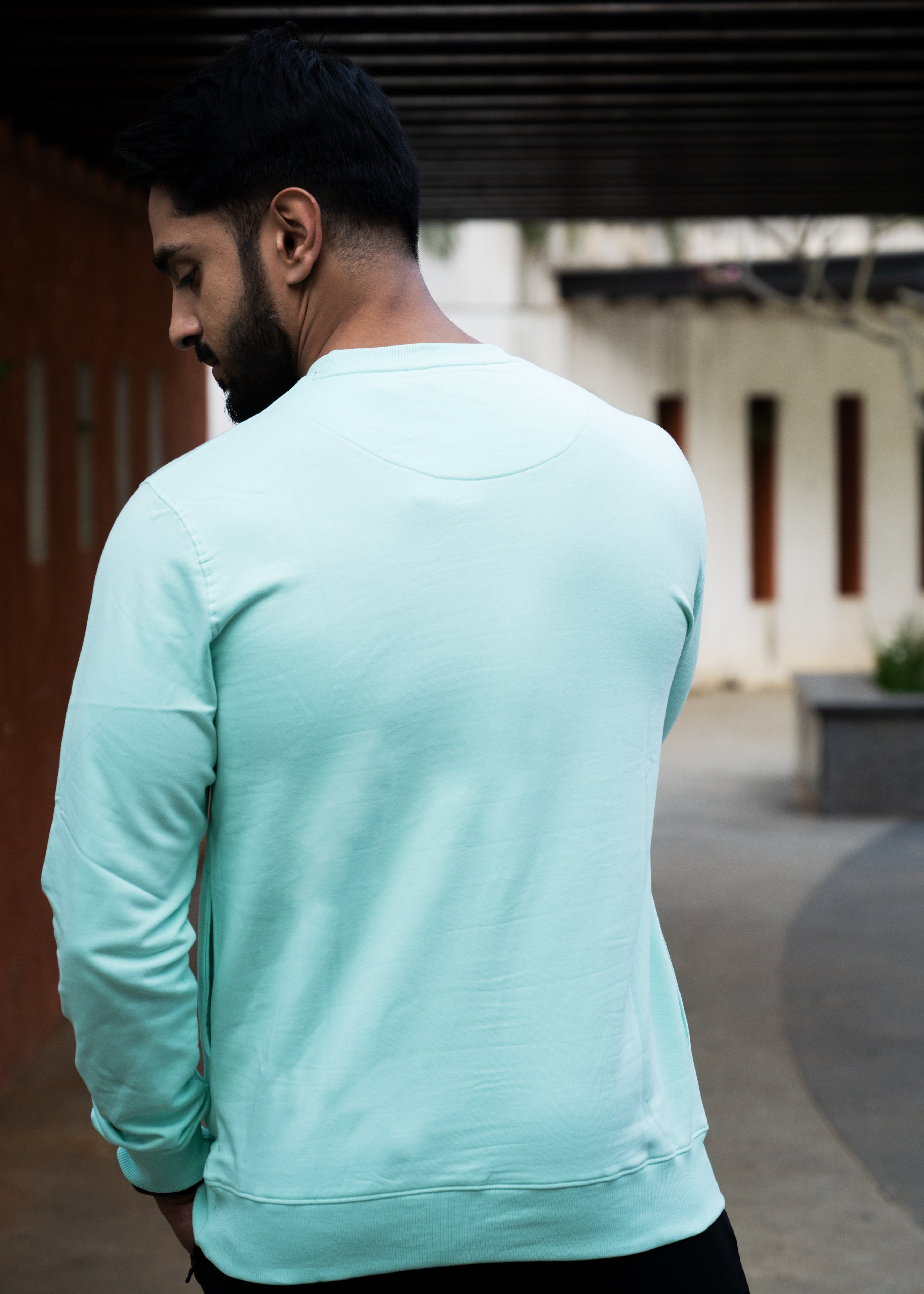 NACKERS Men's Sea Green 100 % Premium Cotton Full Sleeves Sweatshirt with Side Pockets