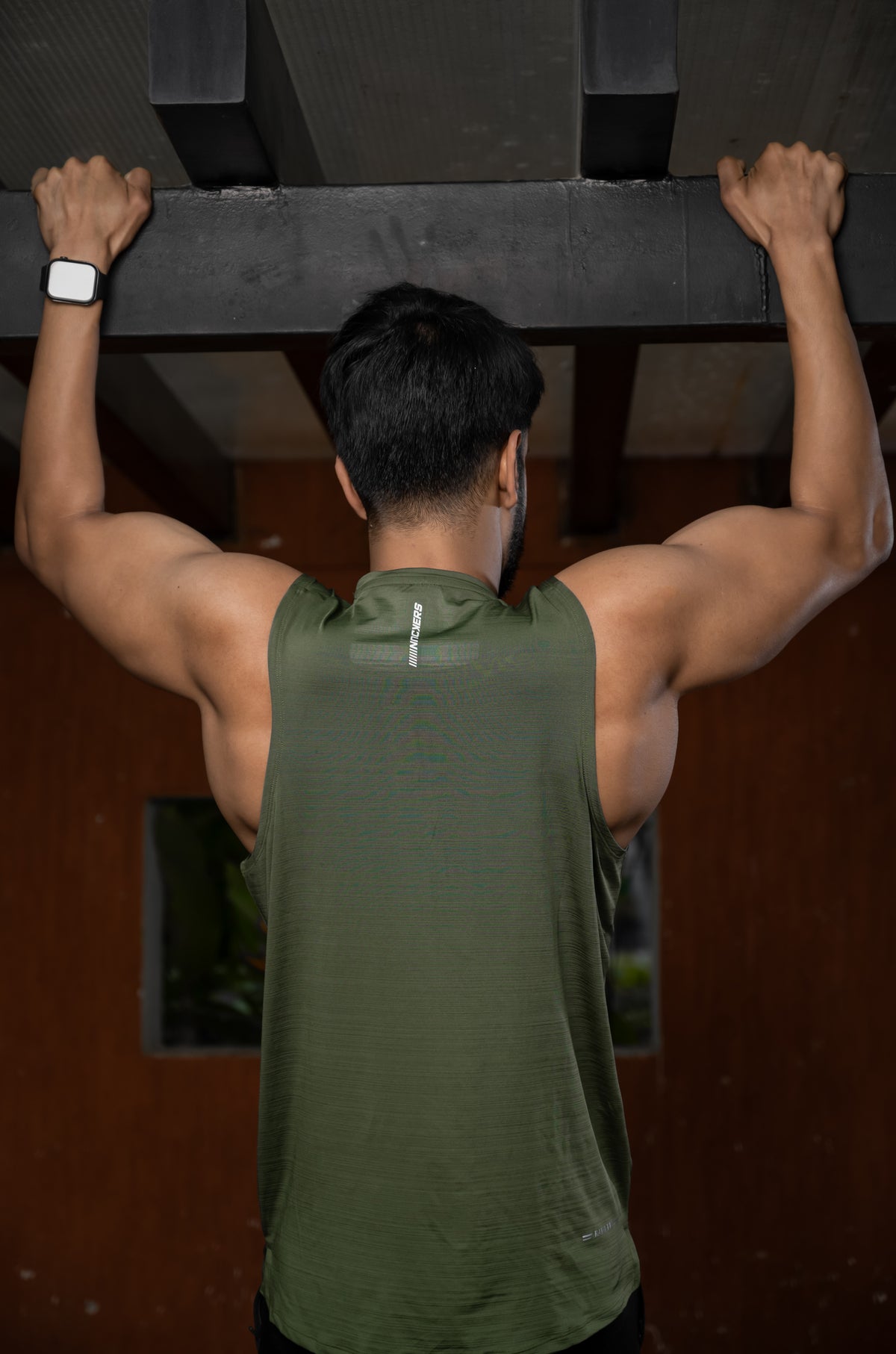 NACKERS Mens Olive Polyster Chameleon Spandex Knit Sleeveless Tshirt