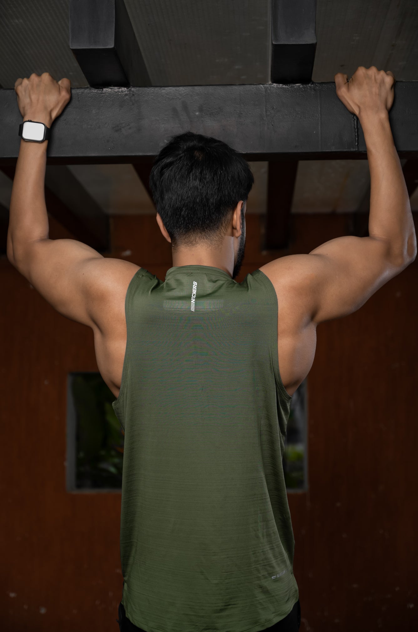 NACKERS Mens Olive Polyster Chameleon Spandex Knit Sleeveless Tshirt