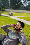 NACKERS Men's Grey 100 % Premium Cotton Full Sleeves Sweatshirt with Side Pockets