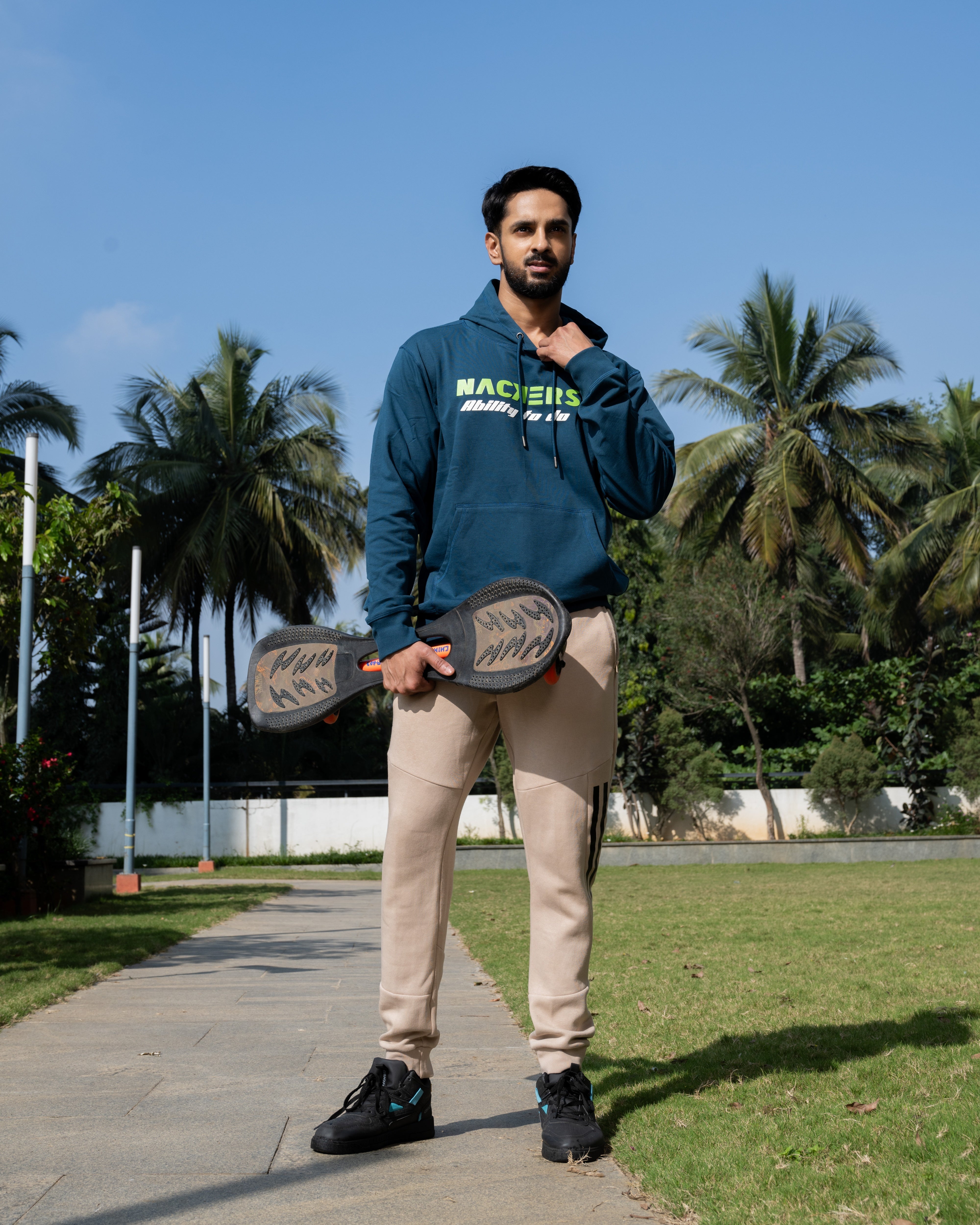 NACKERS Men's Peacock Blue 100% Premium Cotton Full Sleeves Hoodies