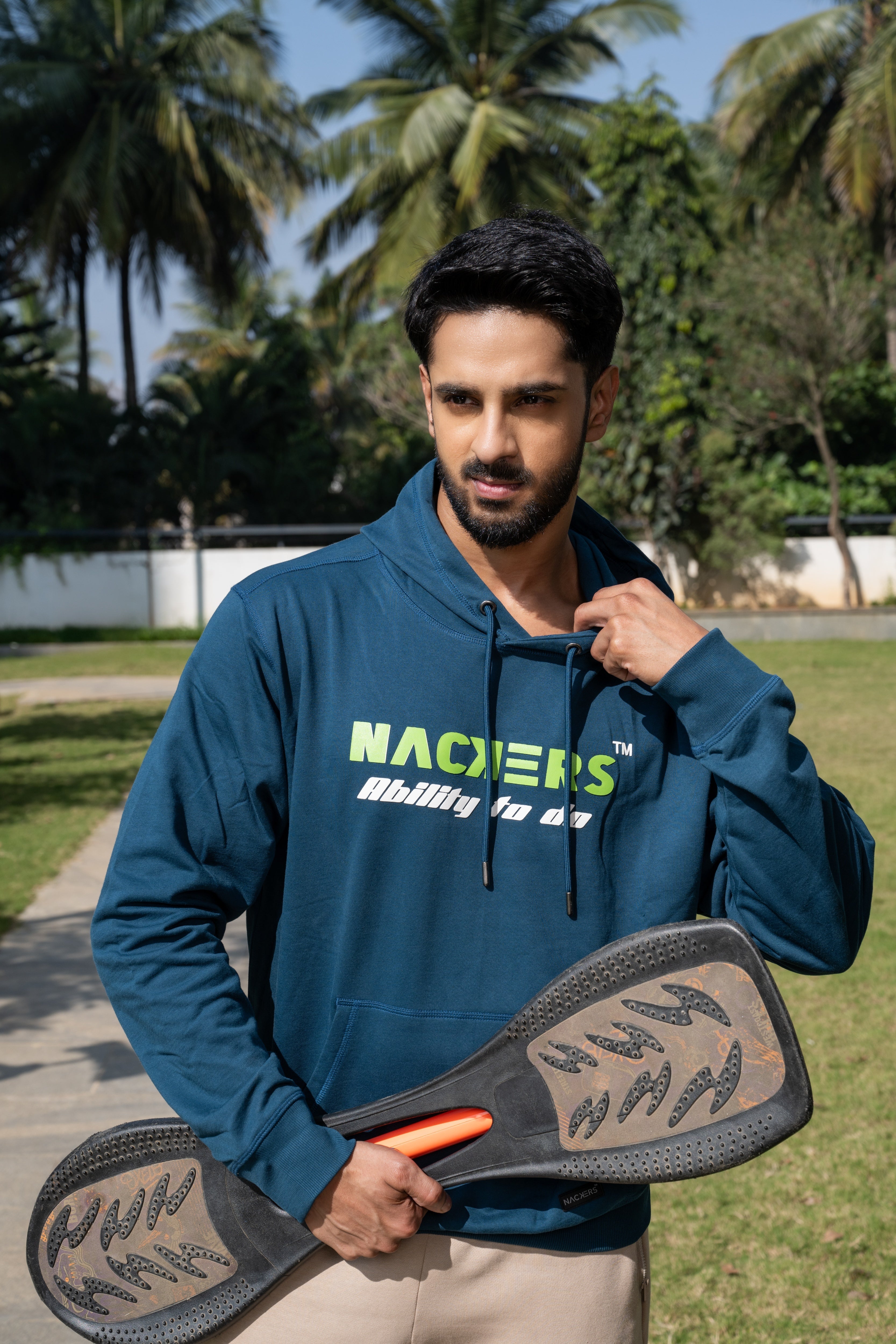 NACKERS Men's Peacock Blue 100% Premium Cotton Full Sleeves Hoodies